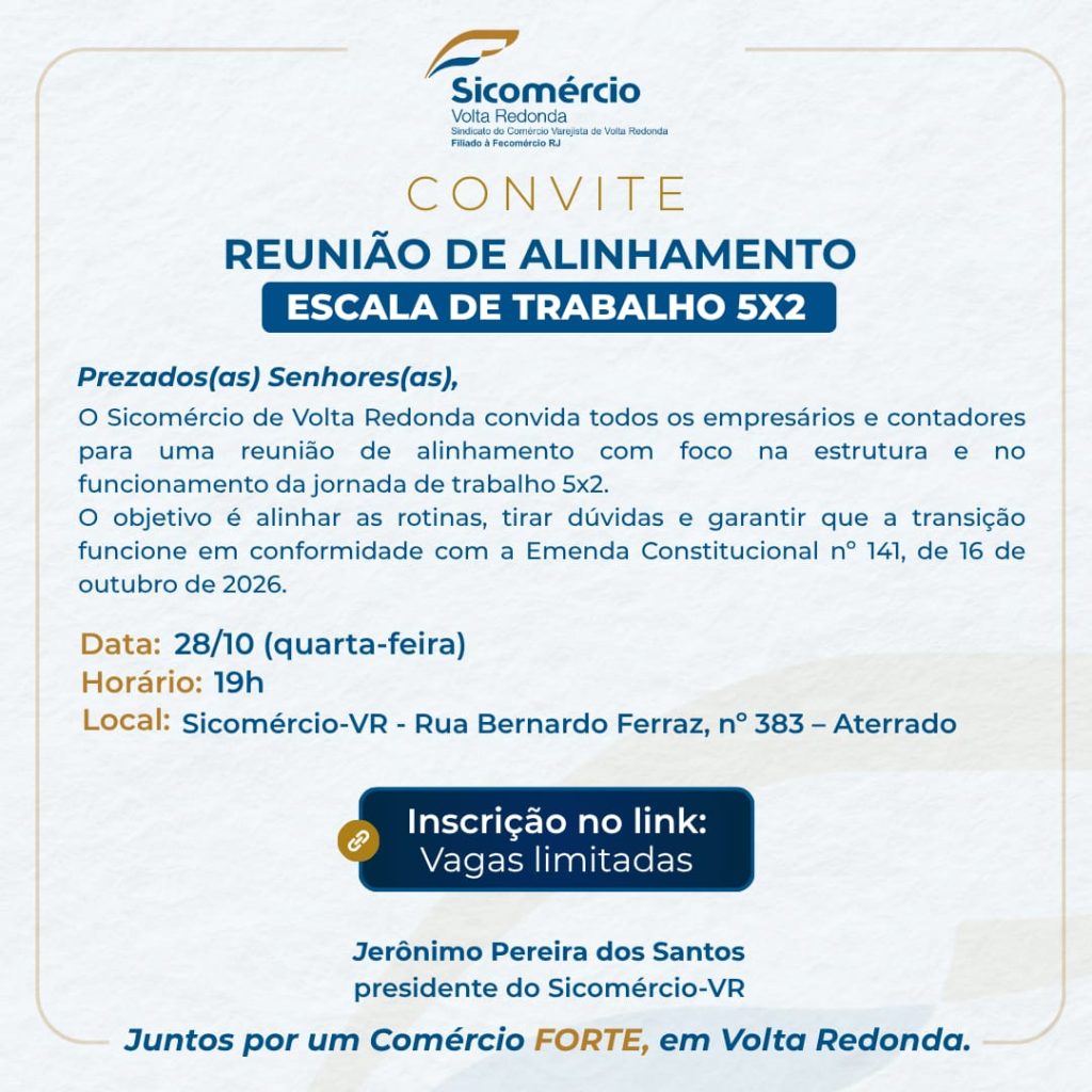 📢 REUNIÃO DE ALINHAMENTO | JORNADA DE TRABALHO 5×2